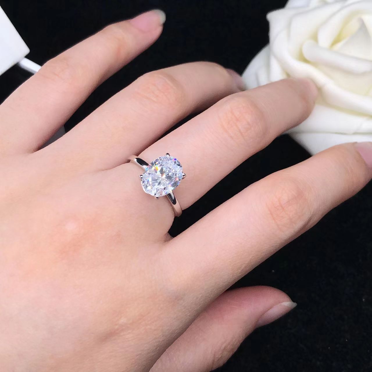1/2/3 Carat Oval Cut Moissanit - Moissanite Engagement Ring 1 Carat 评论和价格