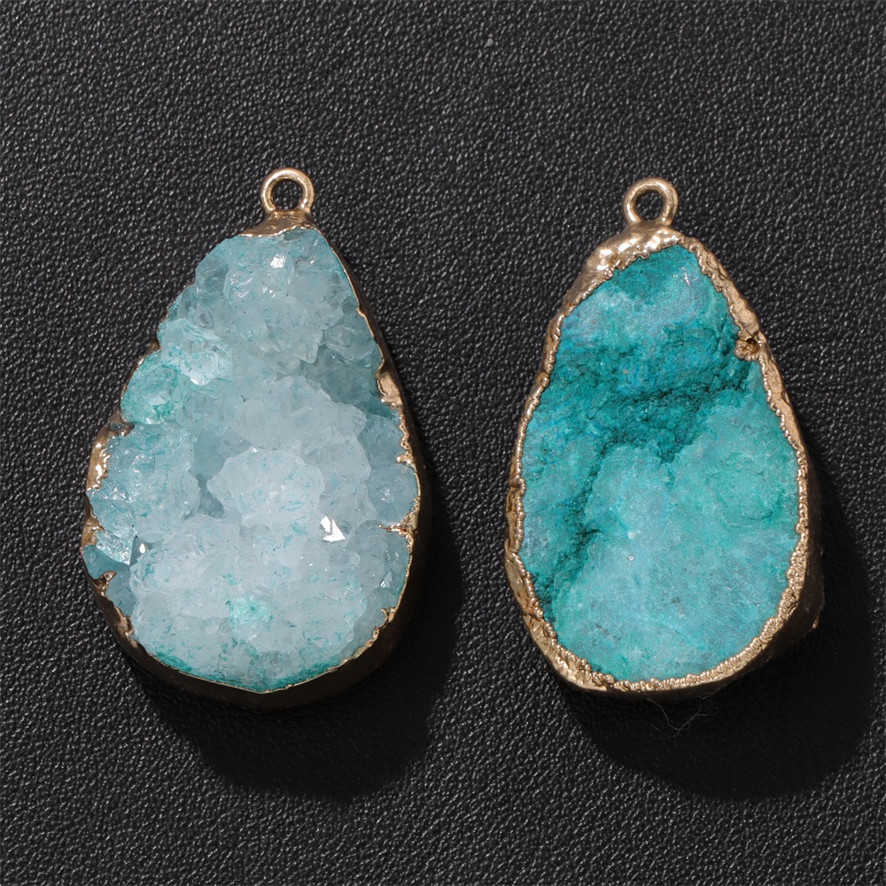 1PC Natural Agate Geode Pendan - Crystal Pendant Necklace Natural Stone 评论和价格