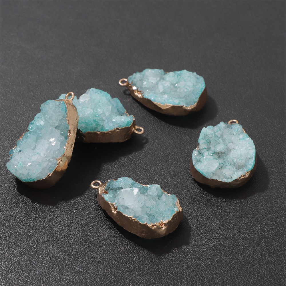 1PC Natural Agate Geode Pendan - Crystal Pendant Necklace Natural Stone 评论和价格