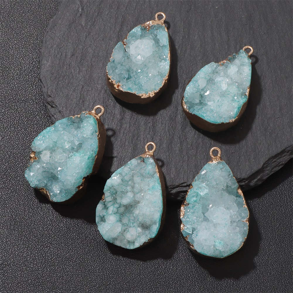 1PC Natural Agate Geode Pendan - Crystal Pendant Necklace Natural Stone 评论和价格