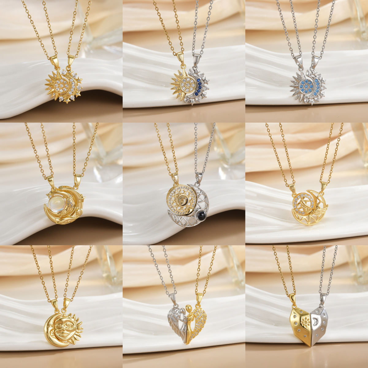 Couples Magnetic Necklaces Sun - Magnetic Couple Matching Necklaces 评论和价格
