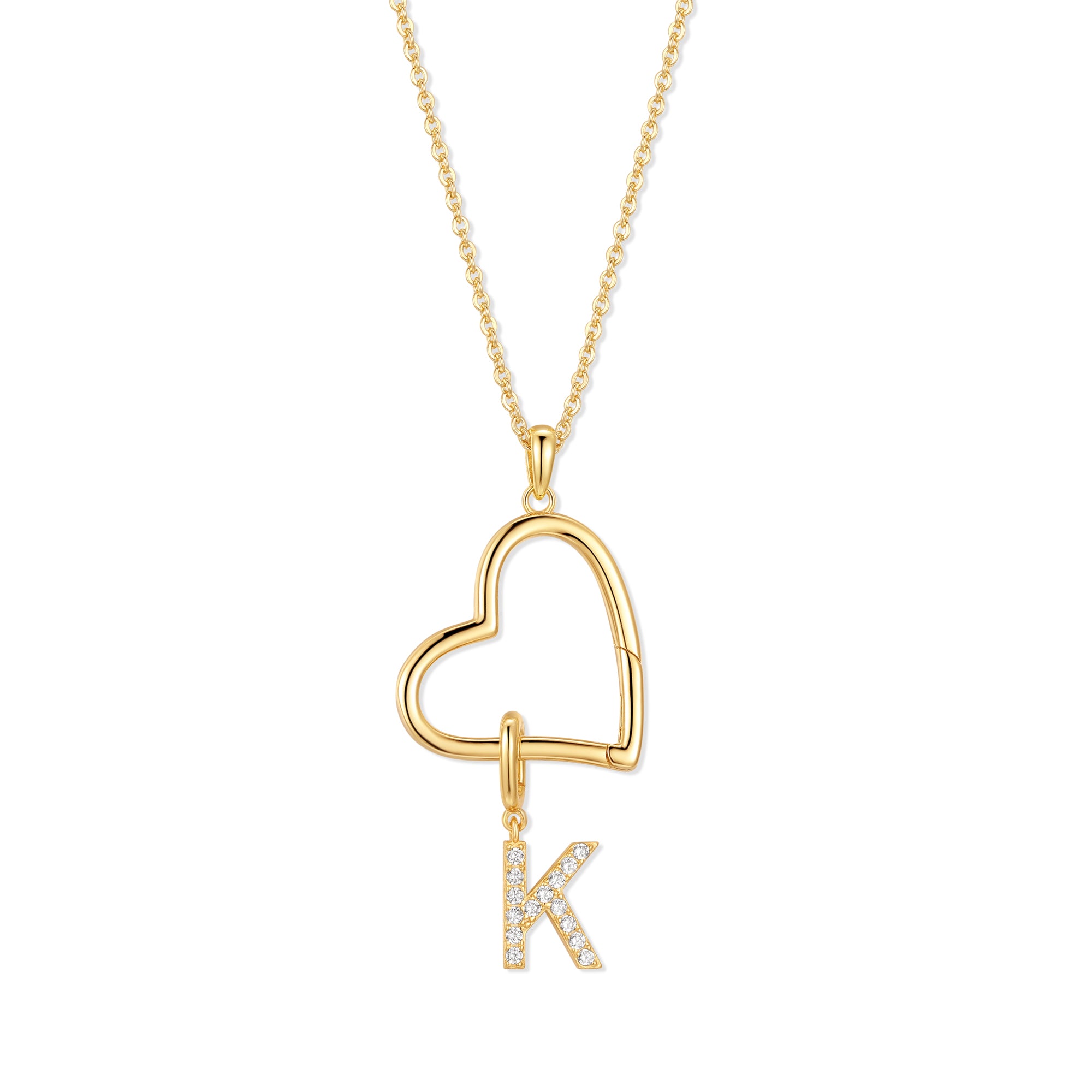Custom Initial Open Heart Neck - Initial Letter Necklace 18K Gold 评论和价格