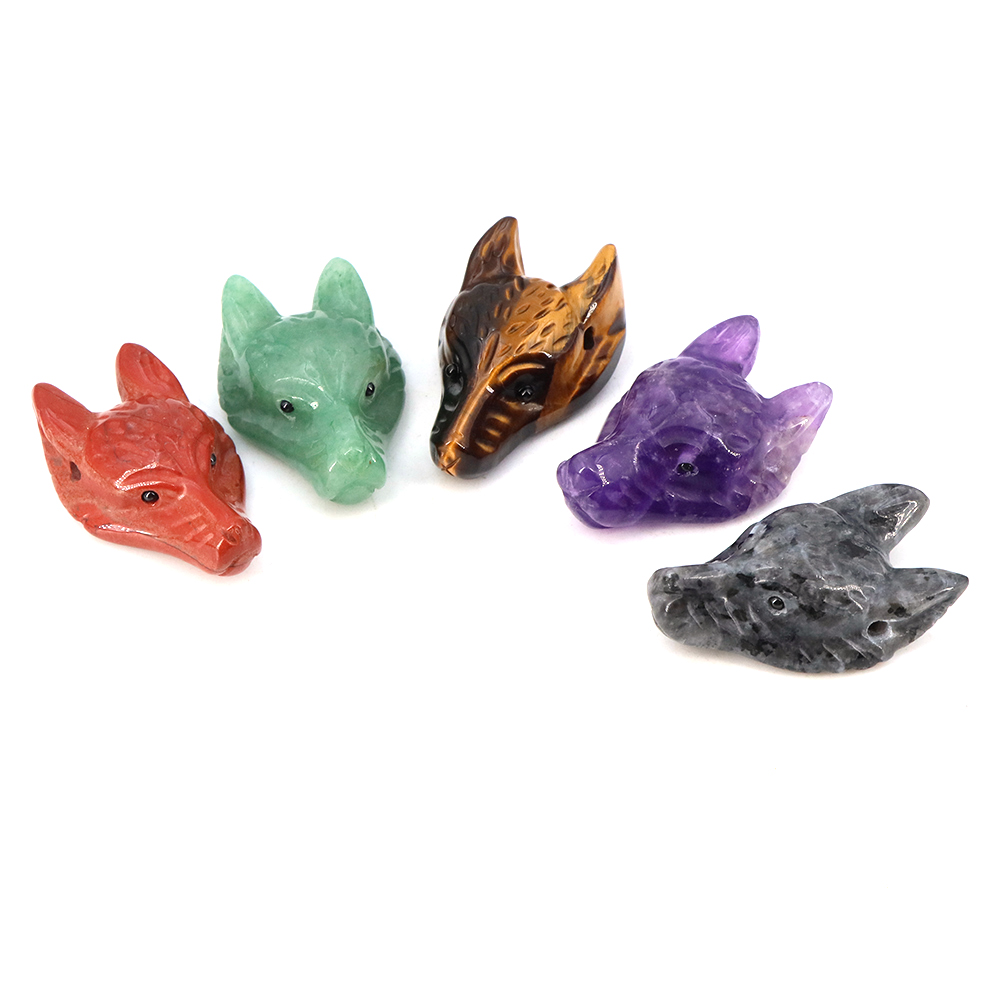 40mm Wolf Head Stone Pendant N - Crystal Pendant Necklace Natural Stone 评论和价格