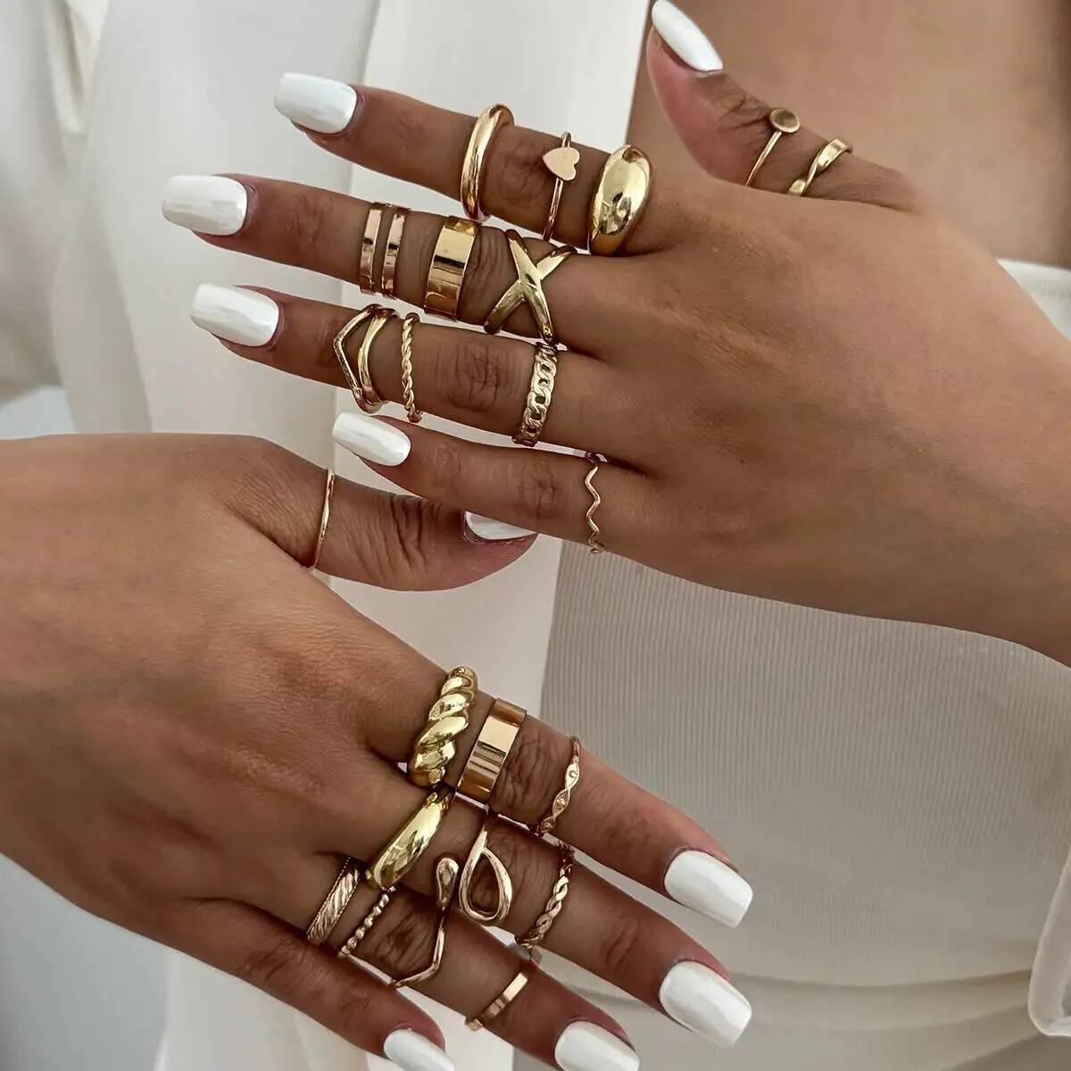 KunJoe 24Pcs/Set Trendy Irregu - Vintage Punk Knuckle Rings Set 评论和价格