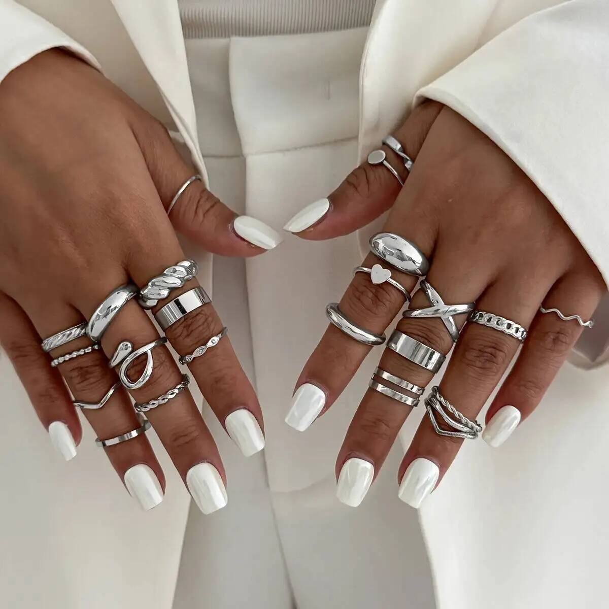 KunJoe 24Pcs/Set Trendy Irregu - Vintage Punk Knuckle Rings Set 评论和价格