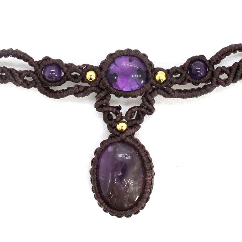 Crystal Braided Macrame Stone  - Crystal Pendant Necklace Natural Stone 评论和价格