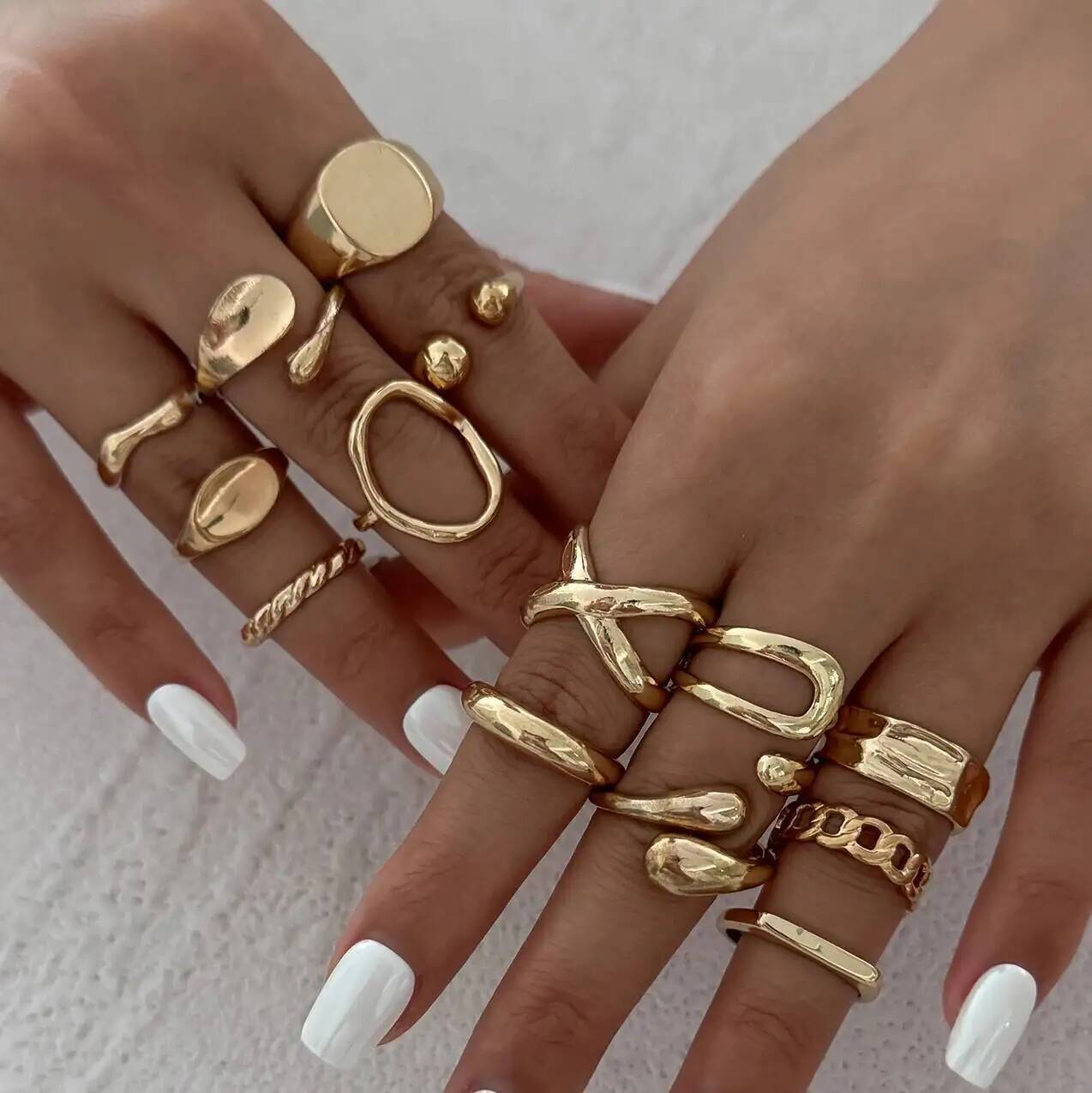 IngeSight.Z 14Pcs/Set Hip Hop  - Vintage Punk Knuckle Rings Set 评论和价格