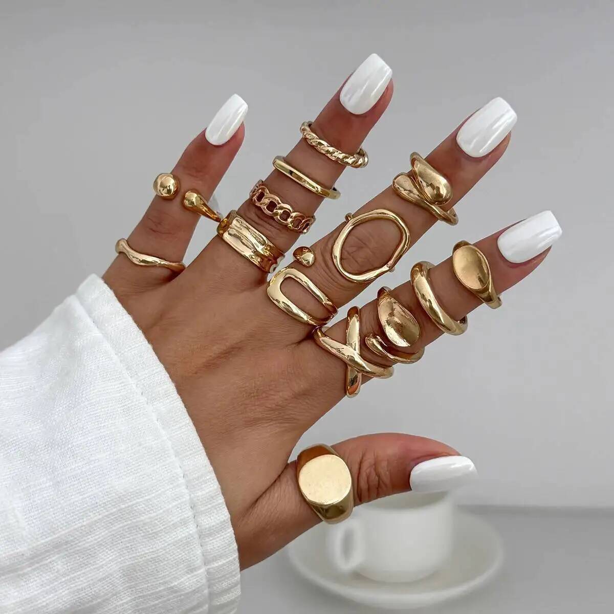 IngeSight.Z 14Pcs/Set Hip Hop  - Vintage Punk Knuckle Rings Set 评论和价格