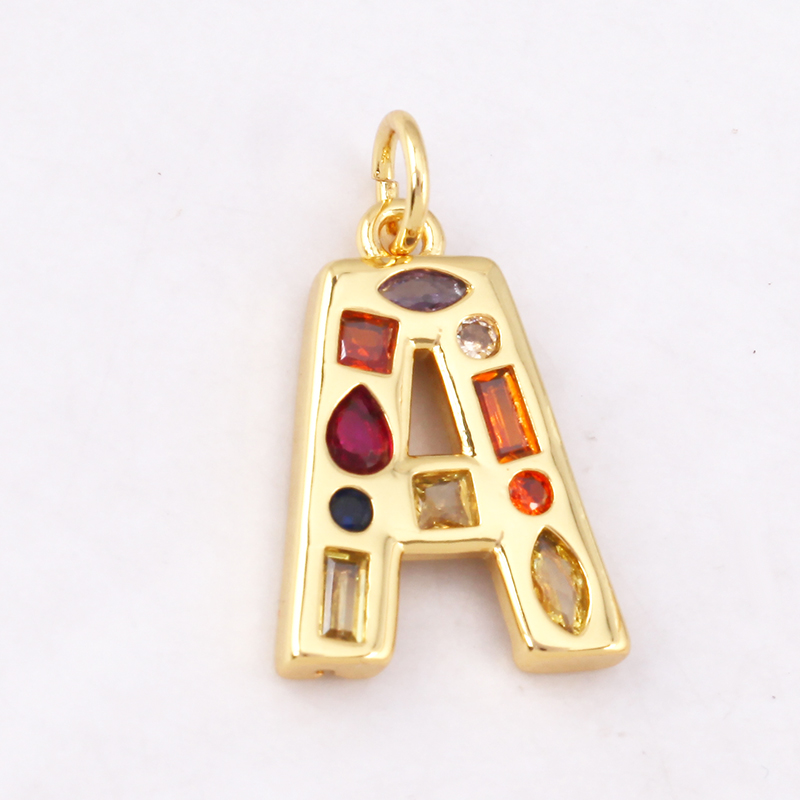 Fashion Colorful Zircon Real 1 - Initial Letter Necklace 18K Gold 评论和价格