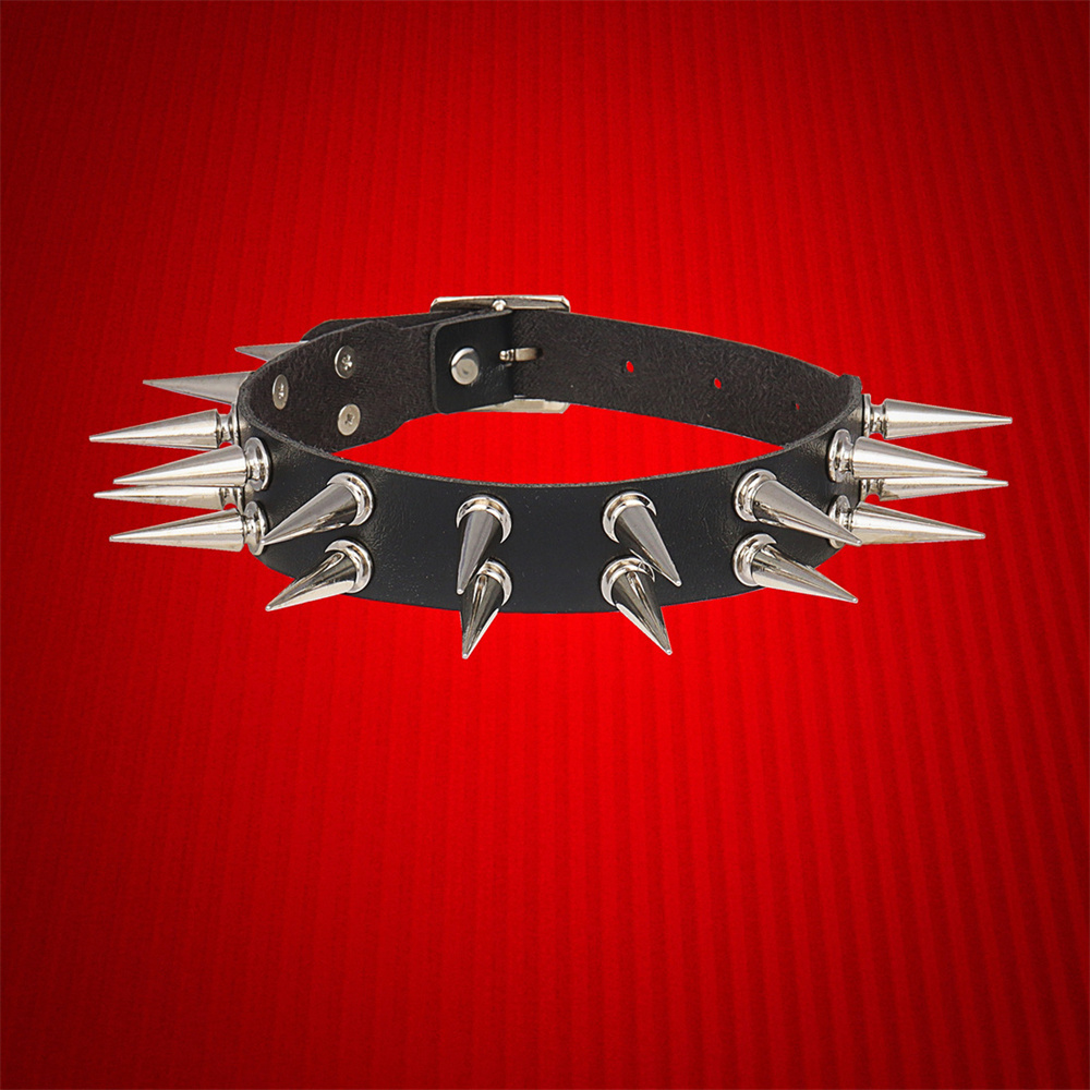 Long Spiked Choker Collar For  - Goth Punk Spike Choker 评论和价格