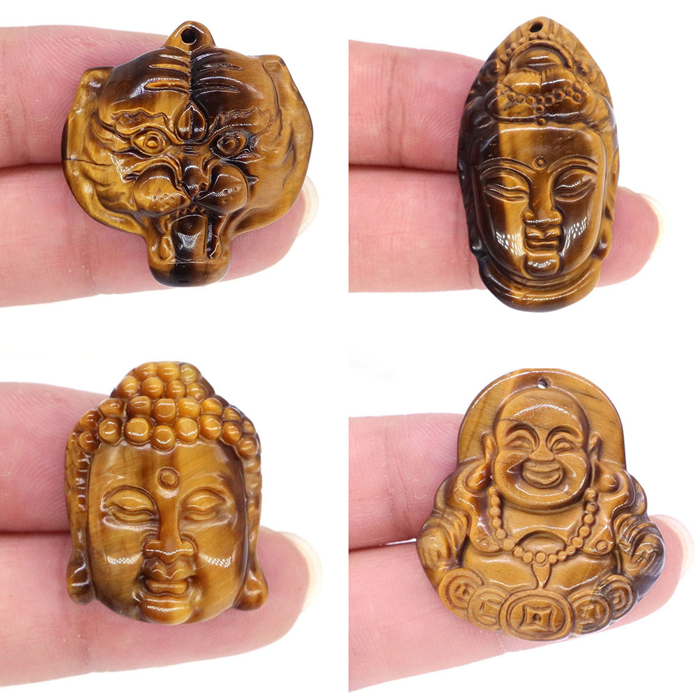 Natural Stones Tiger Eye Reiki - Crystal Pendant Necklace Natural Stone 评论和价格
