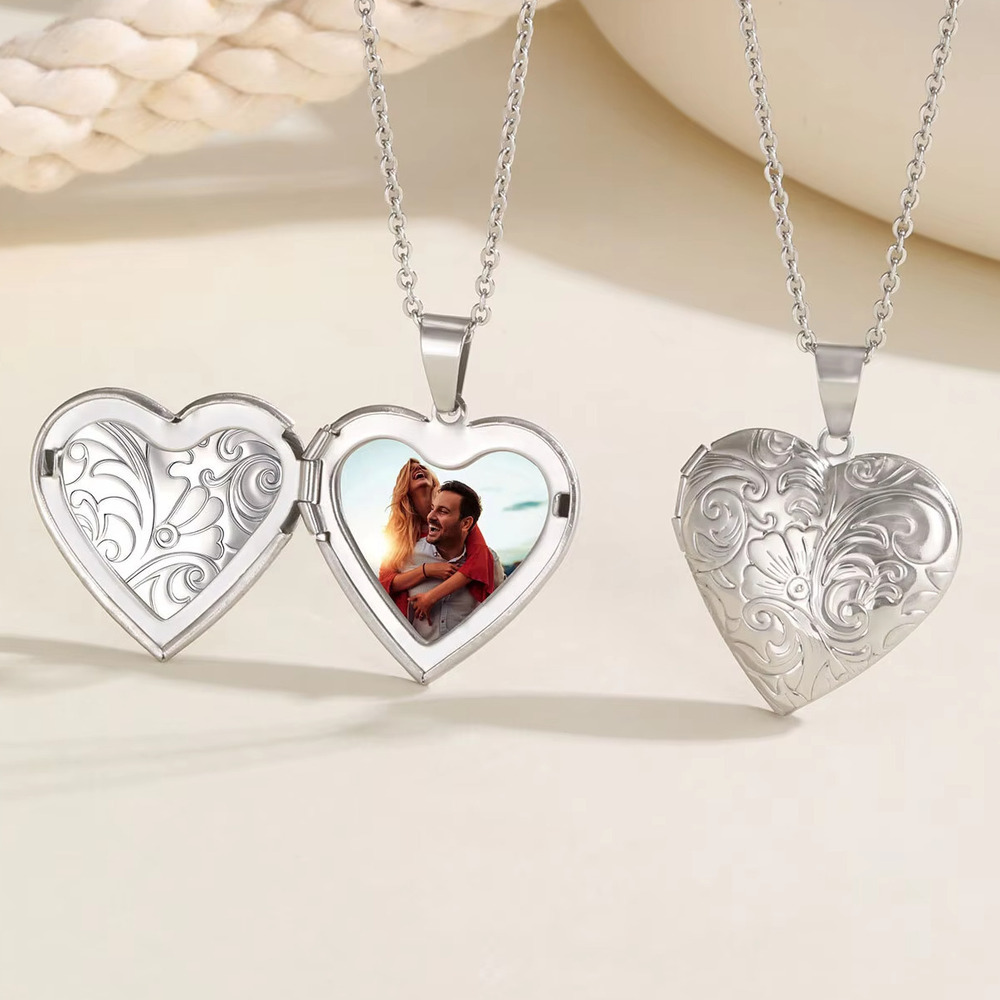 Vnox Dainty Heart Photos Penda - Heart Locket Necklace Photo 评论和价格
