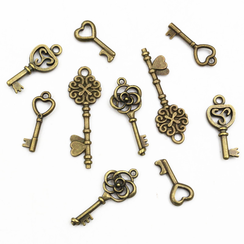 40pcs Key Charms Pendants Anti - Heart Locket Necklace Photo 评论和价格