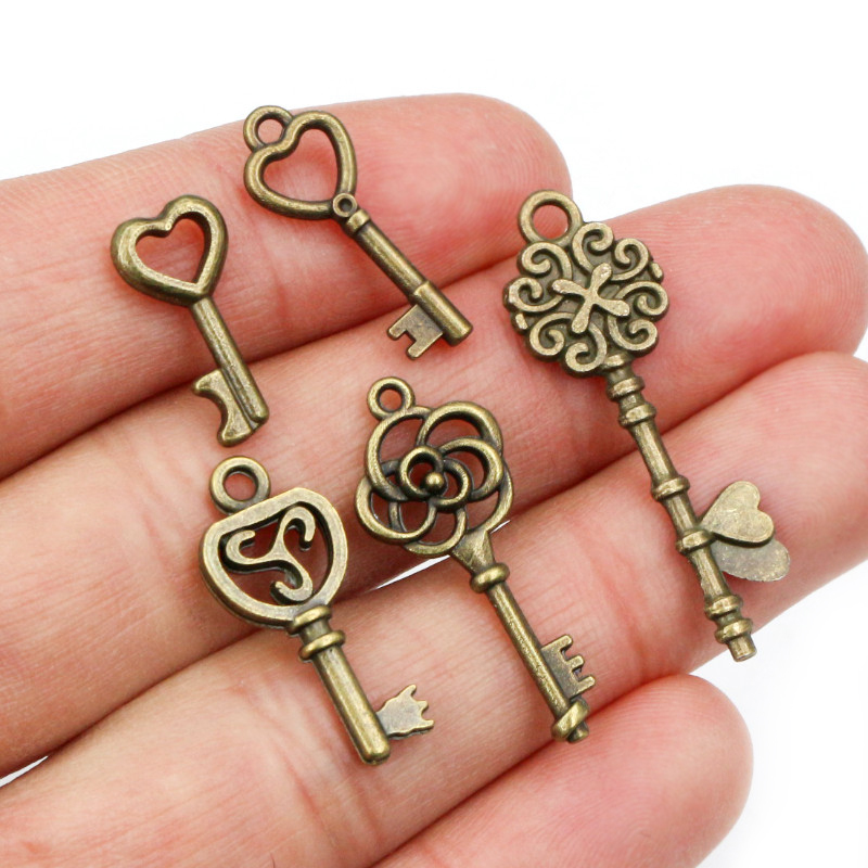 40pcs Key Charms Pendants Anti - Heart Locket Necklace Photo 评论和价格
