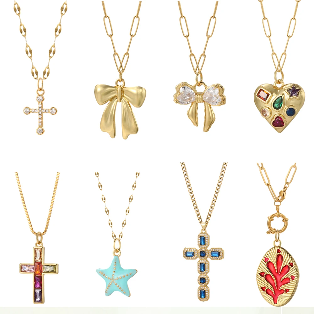 Cute Sea Star Shell Diy Neckla - Cross Pendant Necklace Gold 评论和价格
