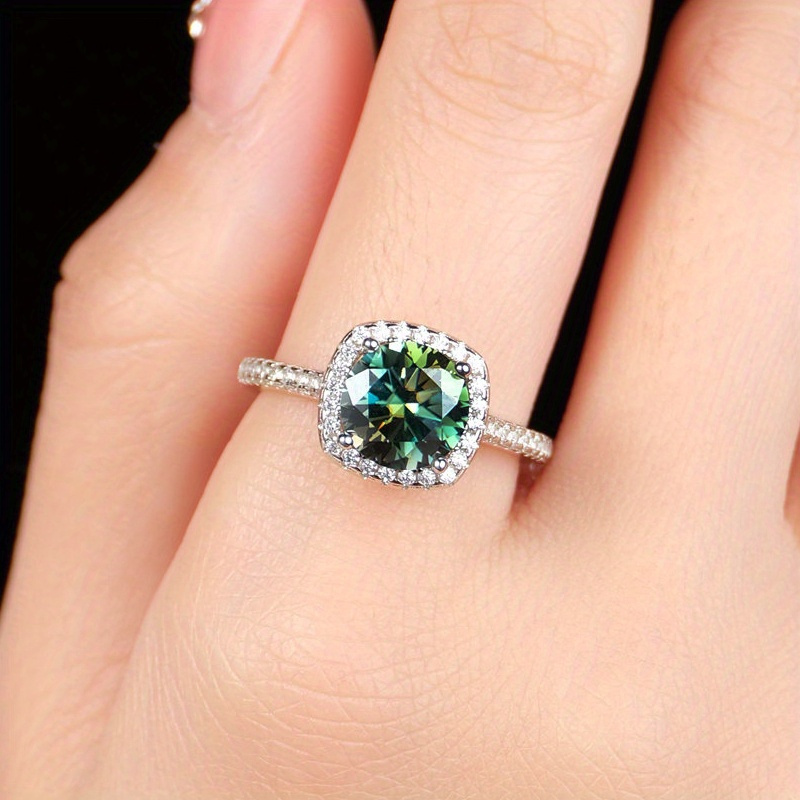 1PC 1/2/3 CARAT Round Cut Gree - Moissanite Engagement Ring 1 Carat 评论和价格