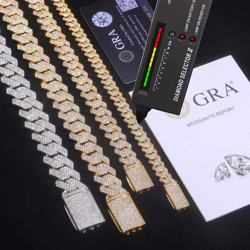 TUHE Unisex D Color Moissanite - Cuban Link Chain 12Mm 评论和价格