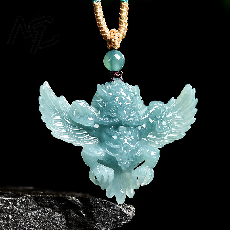 Real Natural Emerald Jade Blue - Necklaces 评论和价格