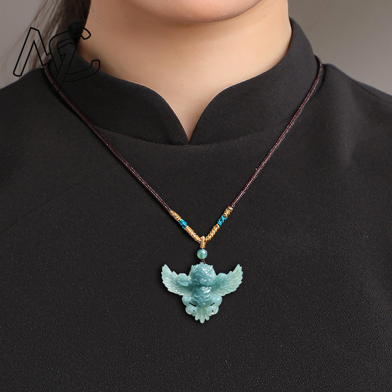 Real Natural Emerald Jade Blue - Necklaces 评论和价格