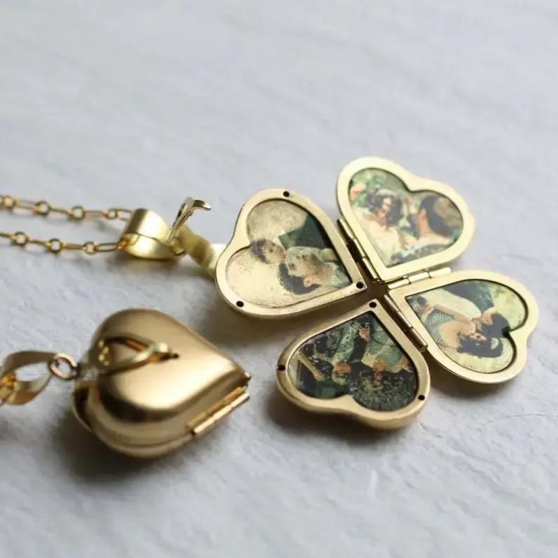 Vintage Folding Multi-Layer He - Heart Locket Necklace Photo 评论和价格