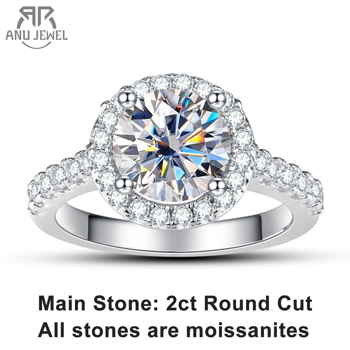 AnuJewel 2 Carat D Color Moiss - Moissanite Engagement Ring 1 Carat 评论和价格