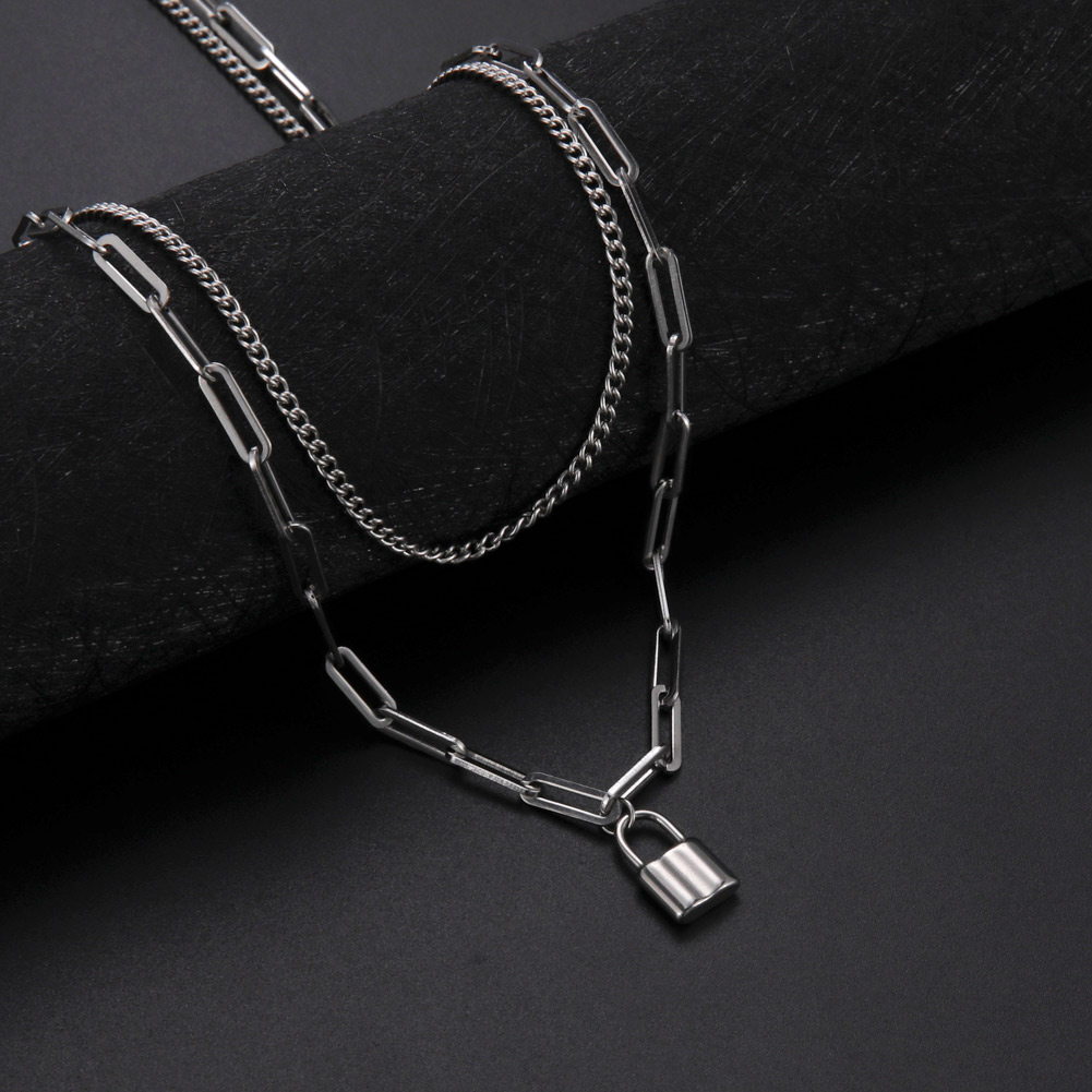 Unift Aesthetic Padlock Pendan - Layered Pendant Necklace Aesthetic 评论和价格