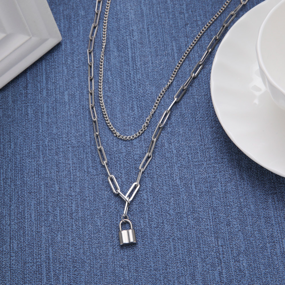 Unift Aesthetic Padlock Pendan - Layered Pendant Necklace Aesthetic 评论和价格