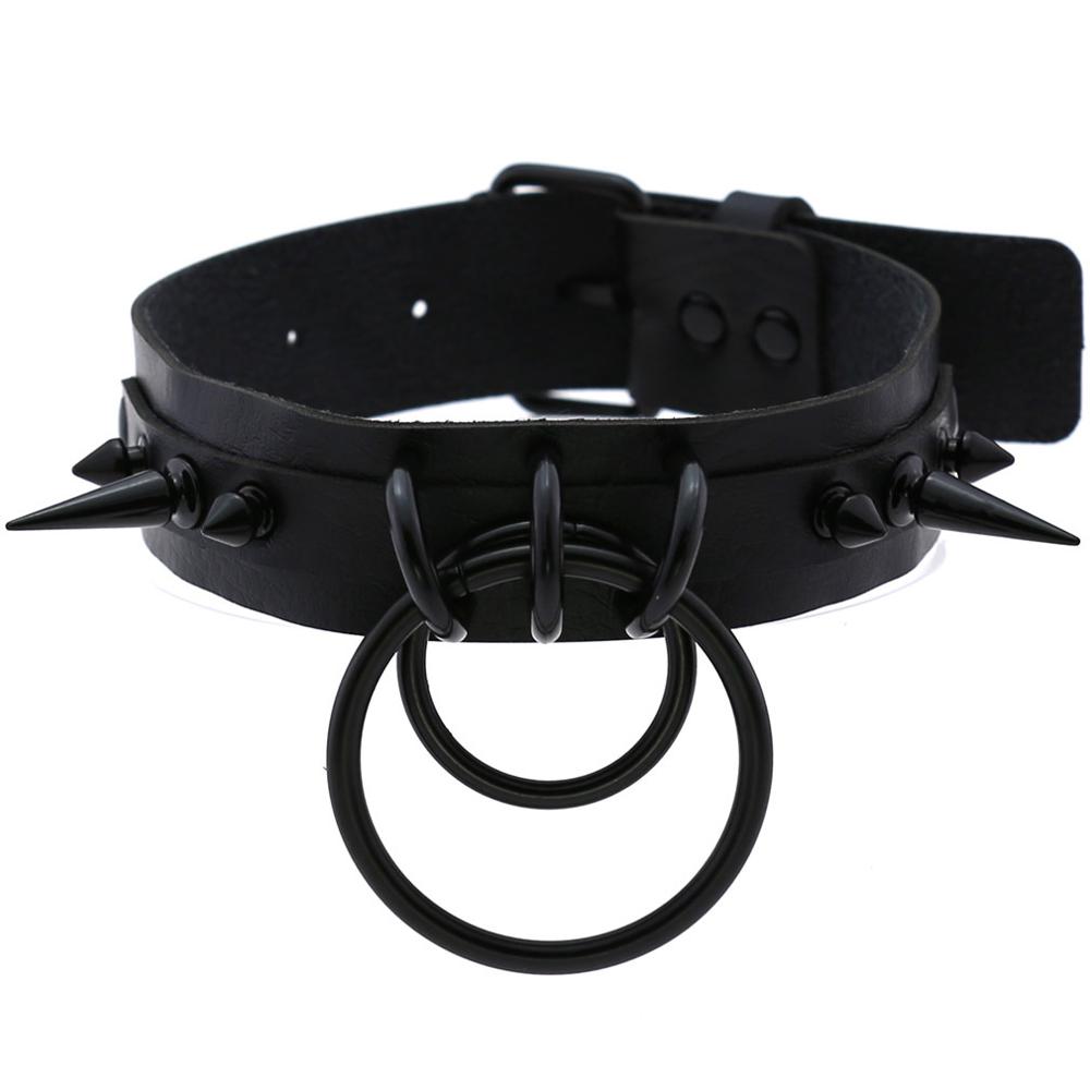 Black Spiked Choker Goth Leath - Goth Punk Spike Choker 评论和价格