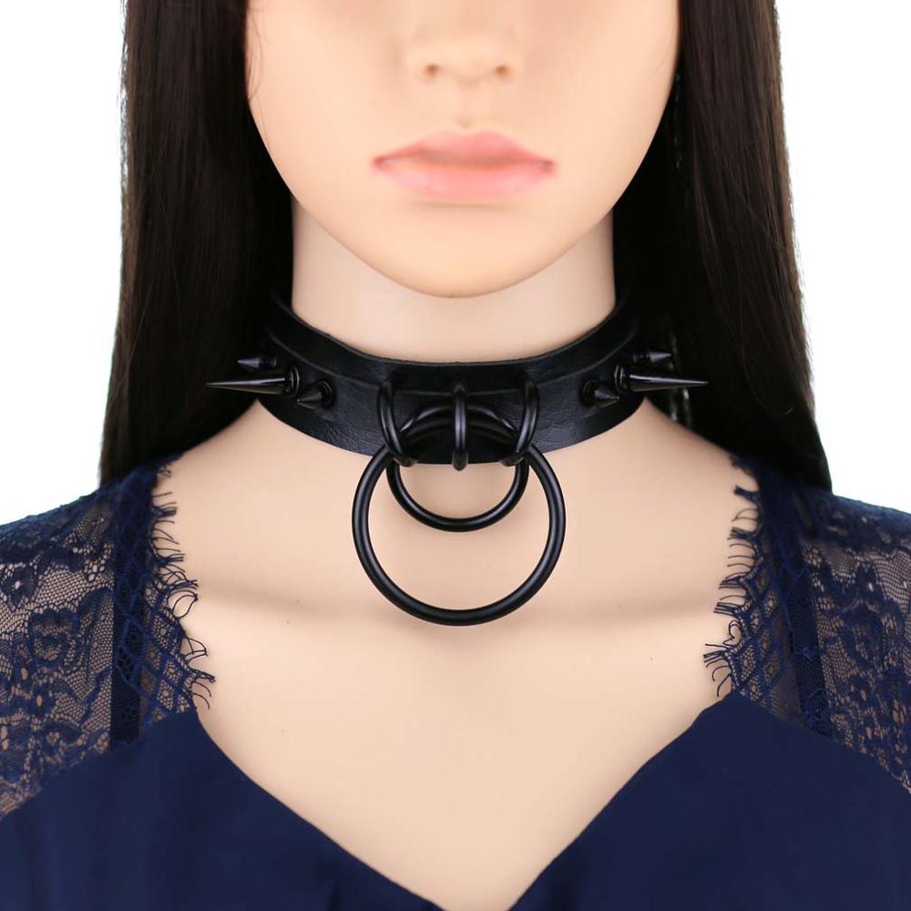 Black Spiked Choker Goth Leath - Goth Punk Spike Choker 评论和价格