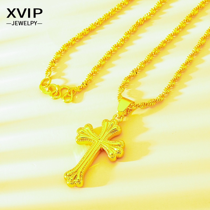 9999 24K genuine gold classic  - Cross Pendant Necklace Gold 评论和价格