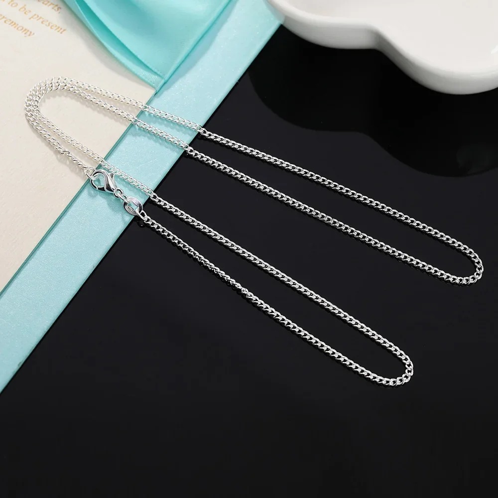 40-75cm 925 Sterling Silver Cl - 925 Sterling Silver Chain Necklace Men 评论和价格
