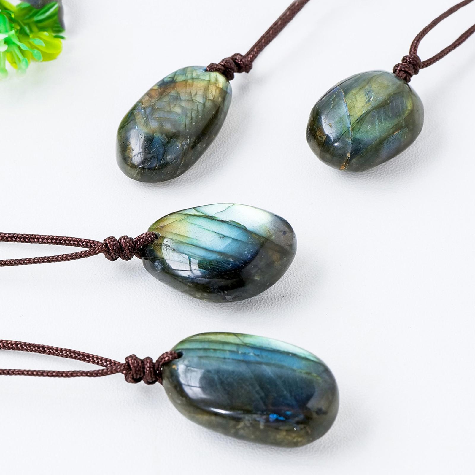 Natural Labradorite Pendant Ne - Crystal Pendant Necklace Natural Stone 评论和价格