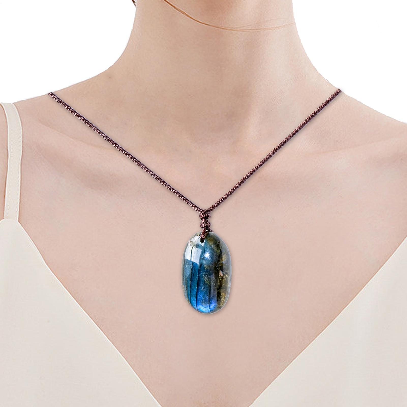 Natural Labradorite Pendant Ne - Crystal Pendant Necklace Natural Stone 评论和价格