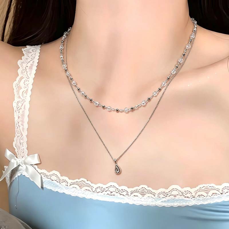 New Fashion Water Droplet Pend - Layered Pendant Necklace Aesthetic 评论和价格