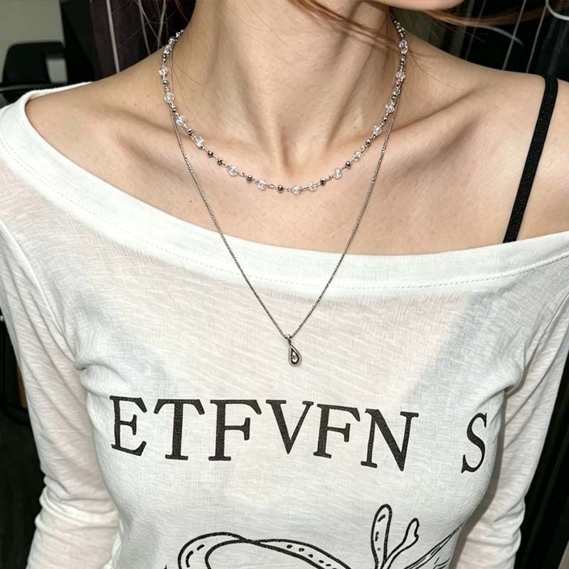 New Fashion Water Droplet Pend - Layered Pendant Necklace Aesthetic 评论和价格