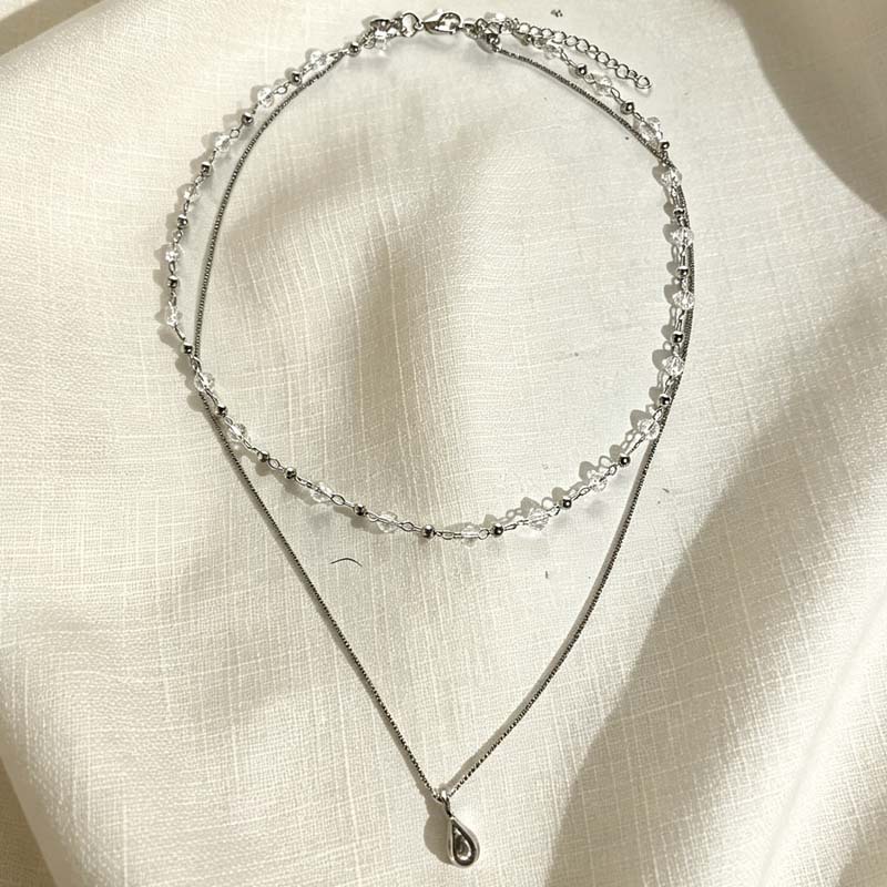 New Fashion Water Droplet Pend - Layered Pendant Necklace Aesthetic 评论和价格