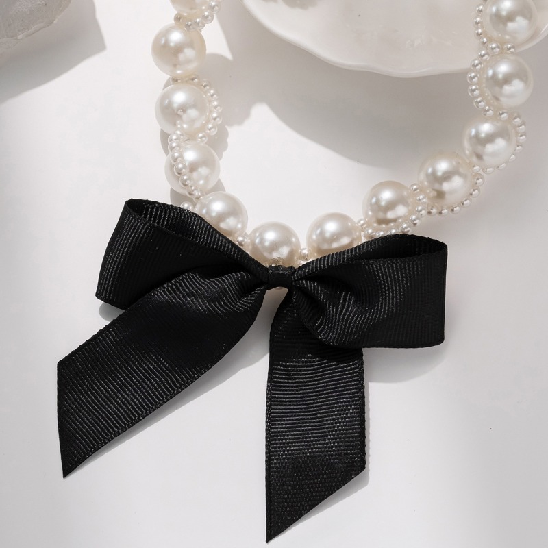 Faux Pearl Ribbon Choker Neckl - Pearl Choker Necklace Vintage 评论和价格