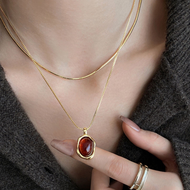 Fashion Vintage Double Layer N - Layered Pendant Necklace Aesthetic 评论和价格