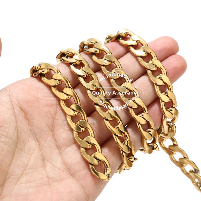 1m Gold Tone 12mm Width Heavy  - Cuban Link Chain 12Mm 评论和价格