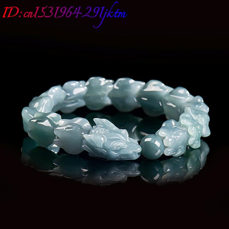 Blue Burmese Jadeite Dragon Br - Bracelets 评论和价格