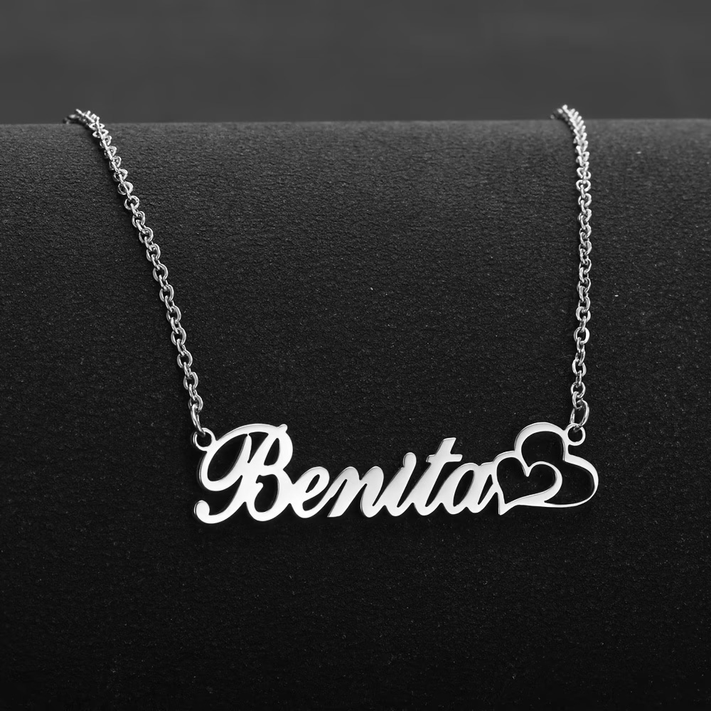 Personalized Double Heart Cust - Custom Name Necklace Stainless Steel 评论和价格