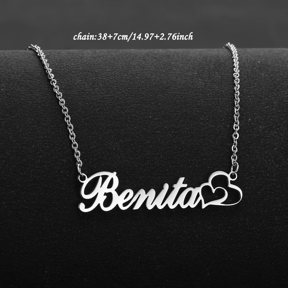 Personalized Double Heart Cust - Custom Name Necklace Stainless Steel 评论和价格
