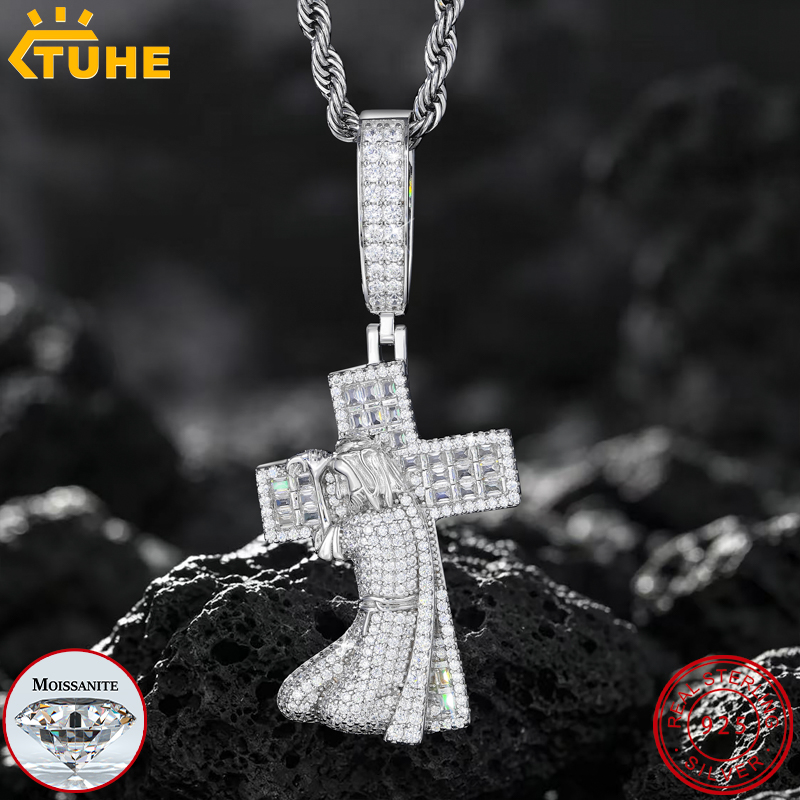 TUHE New Jesus Cross 925 Silve - 925 Sterling Silver Chain Necklace Men 评论和价格