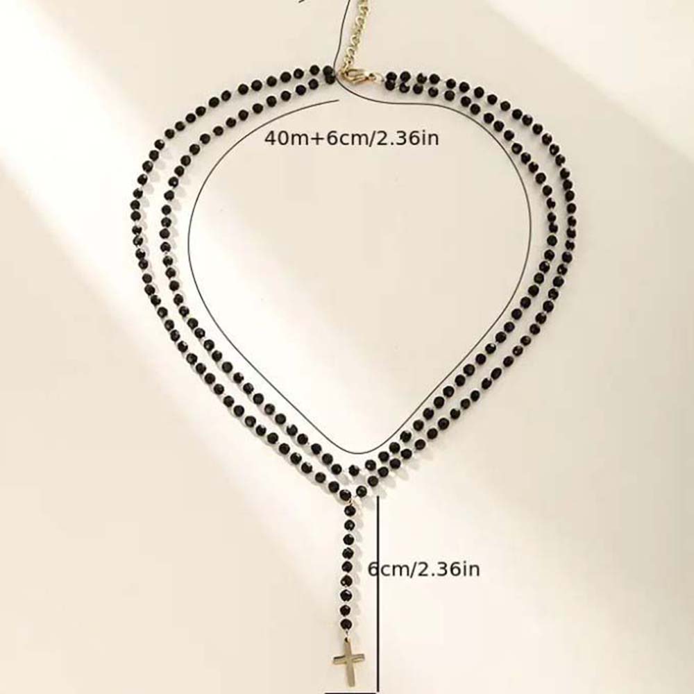 Gothic Double Layer Black Crys - Layered Pendant Necklace Aesthetic 评论和价格