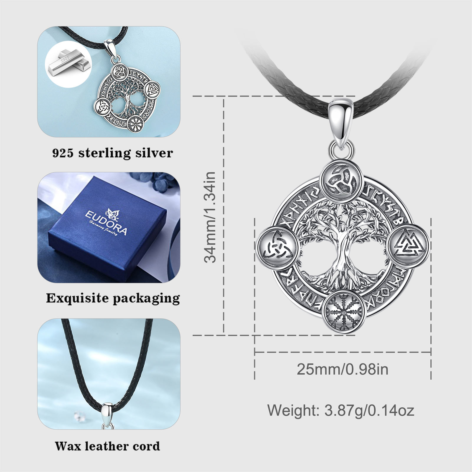 Eudora 925 Sterling Silver Tre - 925 Sterling Silver Chain Necklace Men 评论和价格