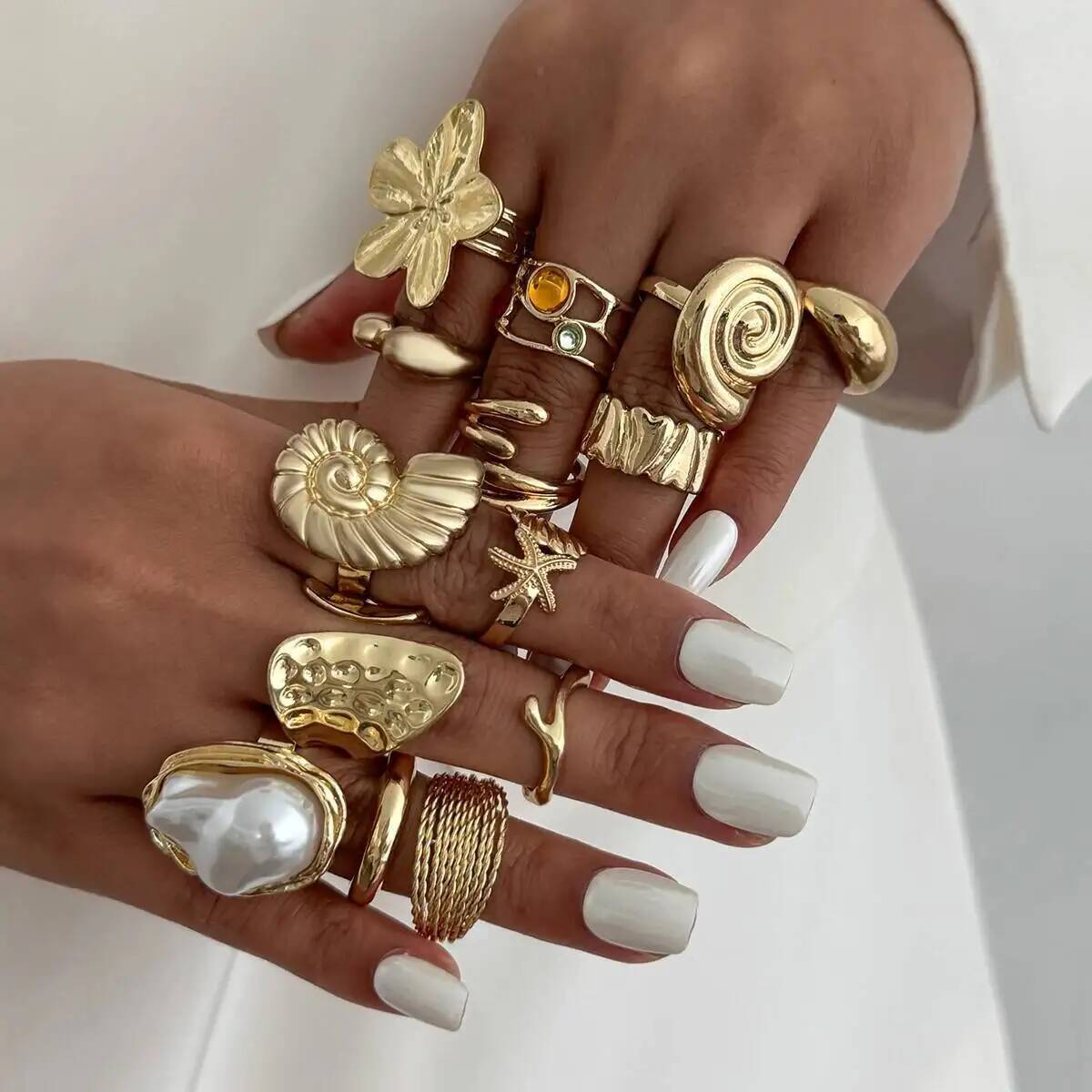IngeSight.Z 14 Pcs/Set Hip Hop - Vintage Punk Knuckle Rings Set 评论和价格