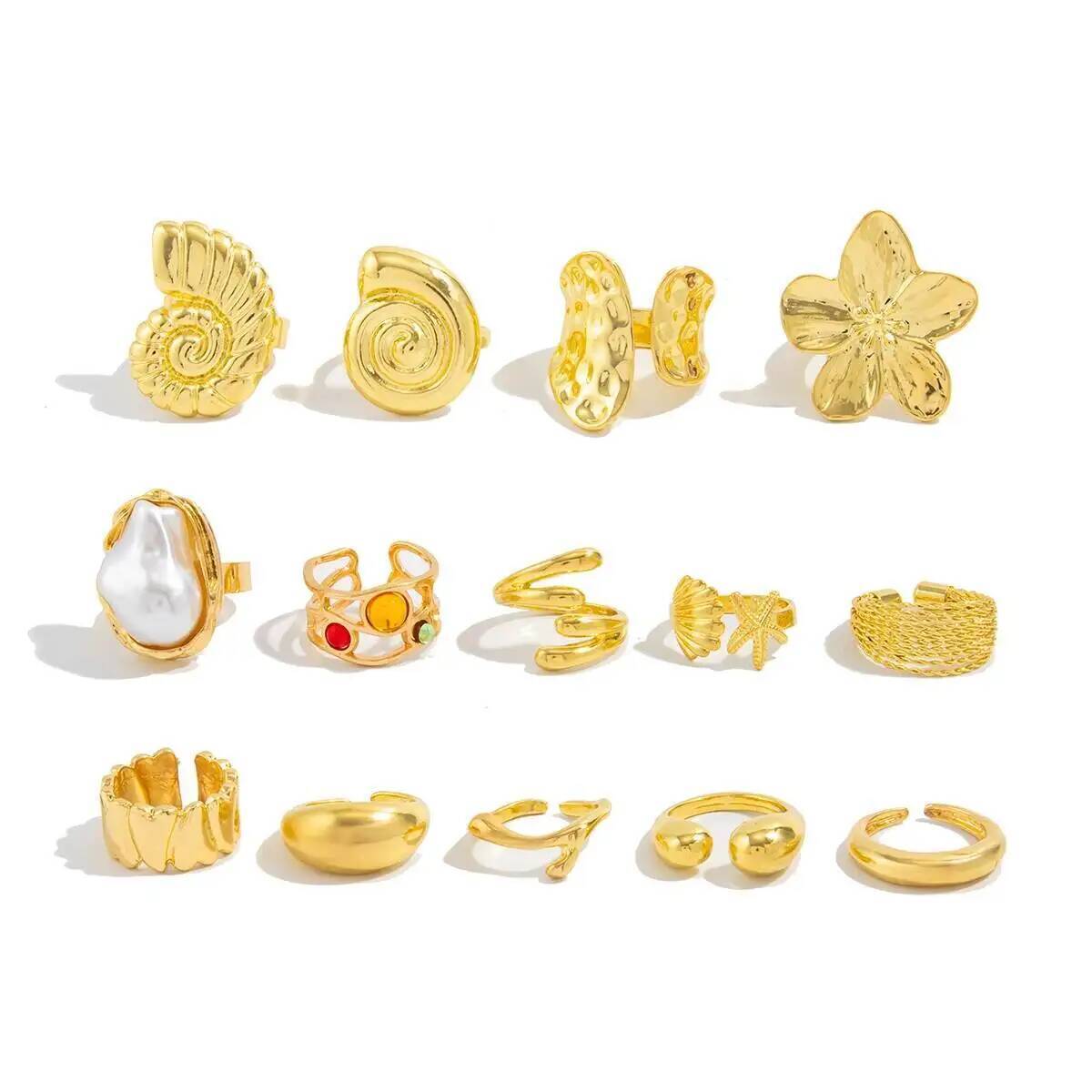 IngeSight.Z 14 Pcs/Set Hip Hop - Vintage Punk Knuckle Rings Set 评论和价格