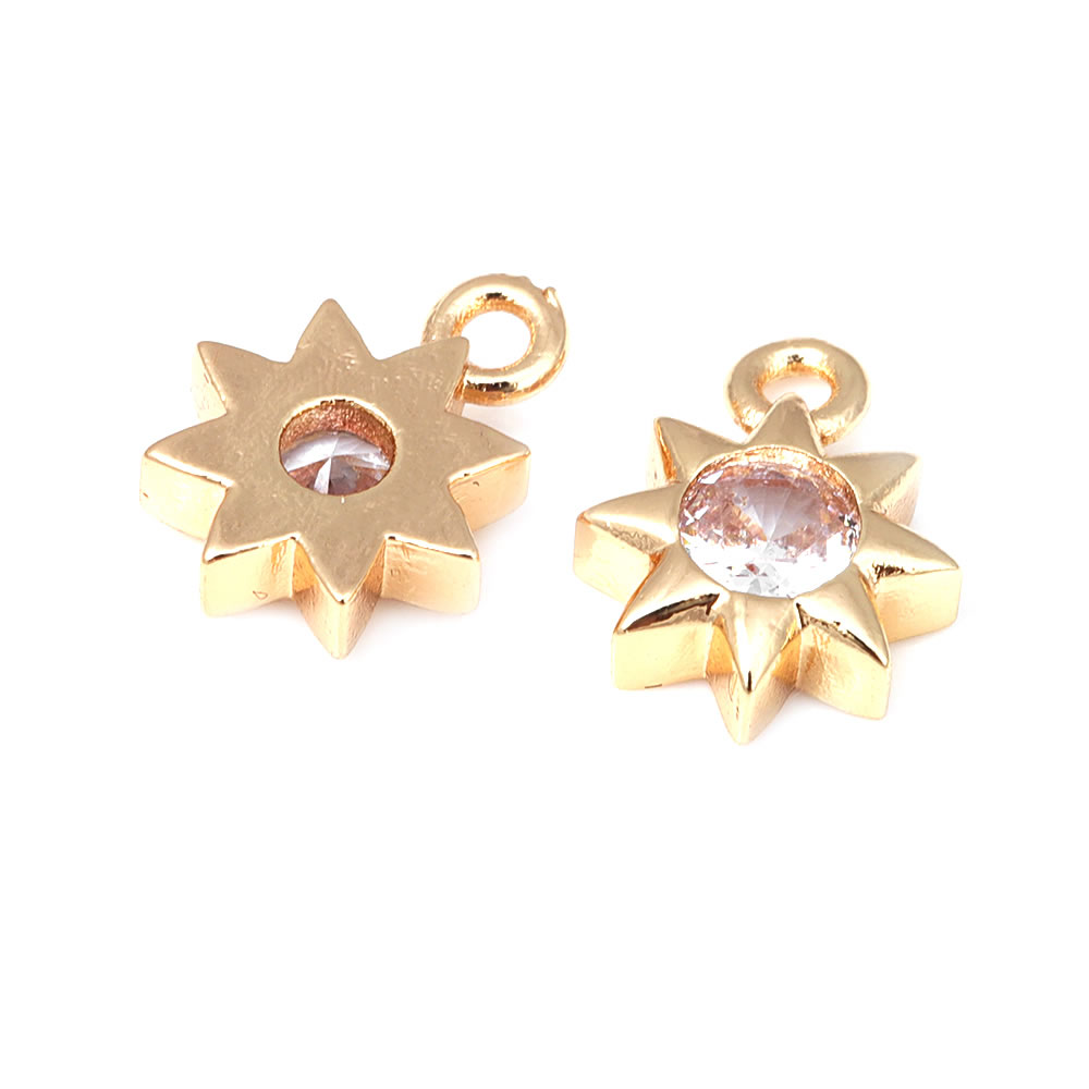 18K Gold Color Brass Zircon Cr - Cross Pendant Necklace Gold 评论和价格