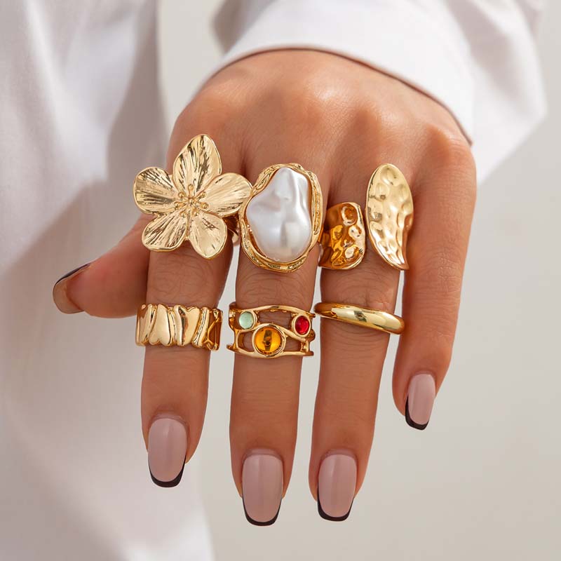 6pcs/Set Vintage Metal Flower  - Vintage Punk Knuckle Rings Set 评论和价格
