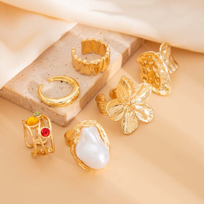 6pcs/Set Vintage Metal Flower  - Vintage Punk Knuckle Rings Set 评论和价格